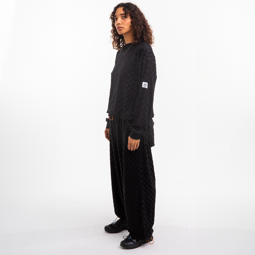 Black Chequered Towel Trousers