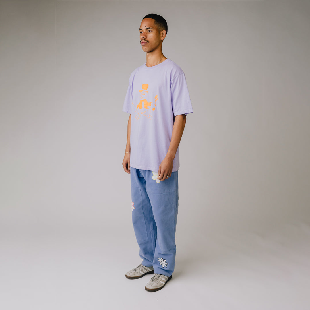 Blue Flower Chenille Trousers