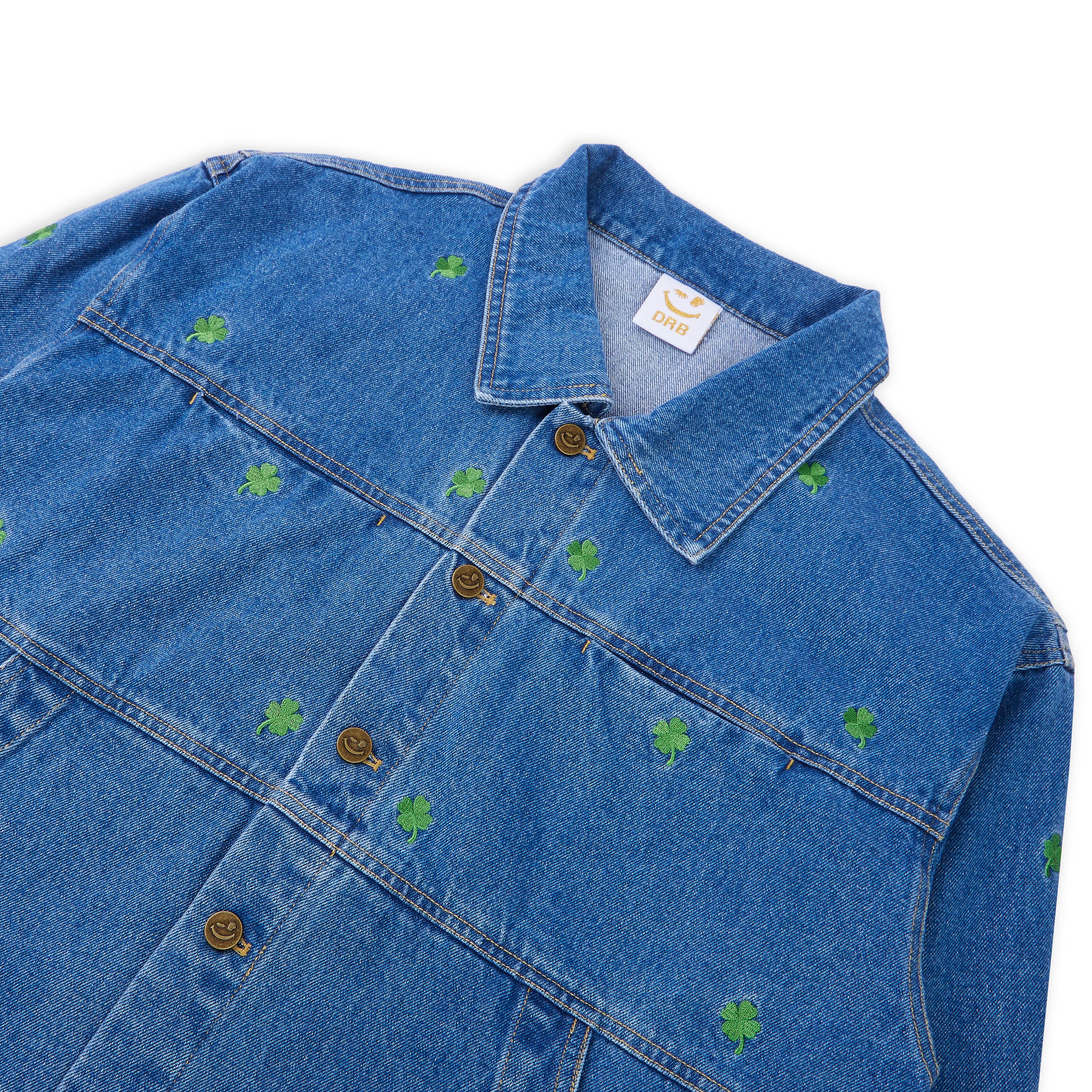 Lucky Clover Embroidery Denim Jacket